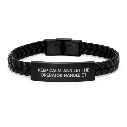 Operator Inspired Interlaced Leather Bracelet, Funny 'Keep Calm And Let The Operator Handle It' Quote, Gifts from Friends or Family to Operator, Unique Graduation Gifts - Victory Thru Vision