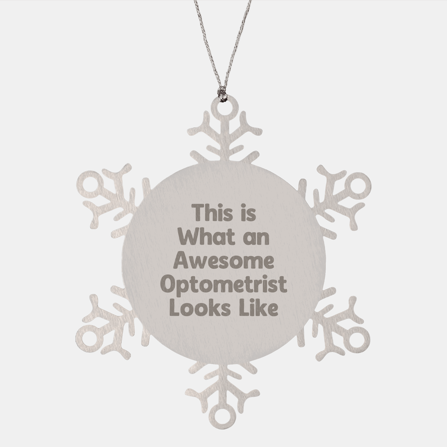 Optometrist Gifts from Friends - Snowflake Ornament for Christmas - 'This Is What An Awesome Optometrist Looks Like', Stainless Steel, Shatterproof, 3.14 inches - Victory Thru Vision 
