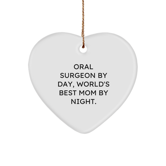 Oral Surgeon Gifts from Men, Women, and Friends - Heart Ornament By Day, World's Best Mom By Night. - Unique Christmas Unique Gifts - Victory Thru Vision 