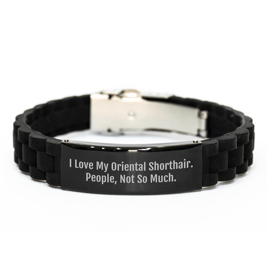 Oriental Shorthair Cat Lover Gifts from Friends, Funny Quote Glide lock Clasp Bracelet for Women, Unique Graduation Accessories - Victory Thru Vision