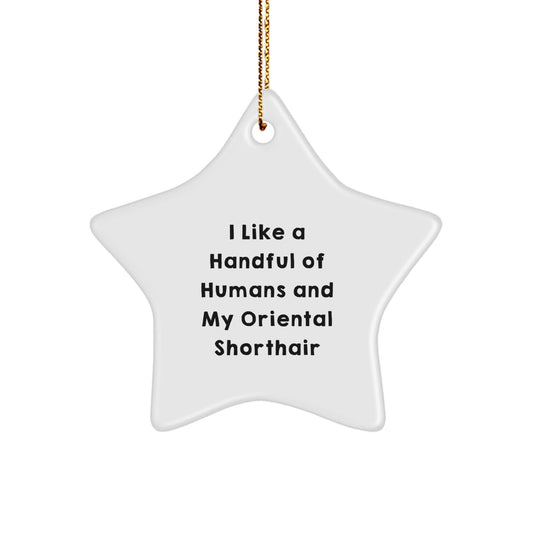 Oriental Shorthair Cat Lover's Gift, Funny Quote on Star Ornament, Gifts from Friends for Oriental Shorthair Cat, Christmas Unique Gifts - Victory Thru Vision
