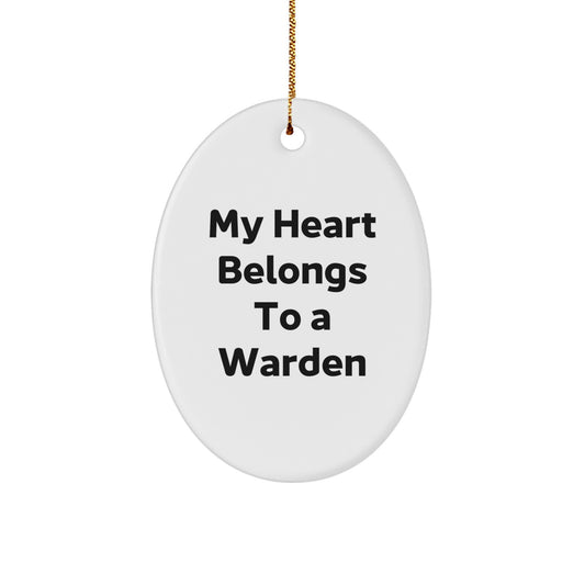 Funny Warden Oval Ornament, Gifts from Men, Women or Family to Warden, Oval Ornament, Christmas Unique Gifts for Warden - Image 1