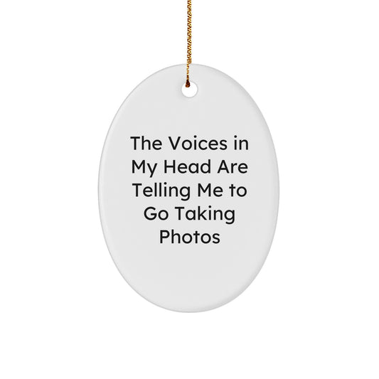 Funny Taking Photos Oval Ornament Gifts from Friends, Christmas Unique Gifts for Taking Photos Enthusiasts, Oval Shape with Vibrant Design - Image 1
