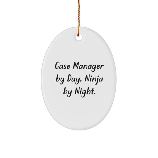 Funny Case Manager Gifts for Men from Friends - Case Manager Oval Ornament, Christmas Unique - Image 1