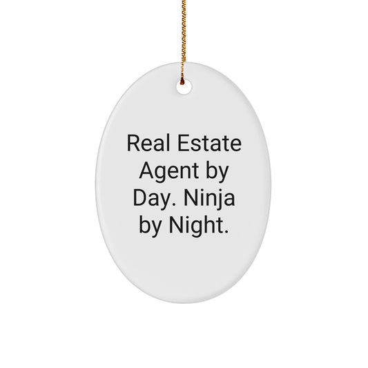 Real Estate Agent Gifts - Oval Ornament 'Real Estate Agent By Day. Ninja By Night.' - Image 1