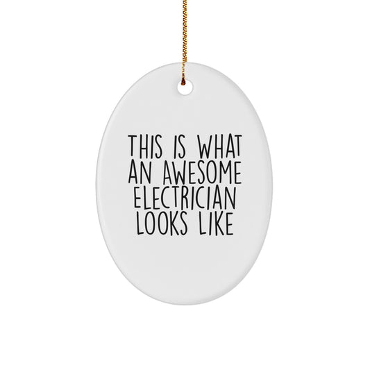 Funny Electrician Gifts for Men - Oval Ornament 'This Is What An Awesome Electrician Looks Like' - Christmas Unique Gifts from Friends to Family - Image 1