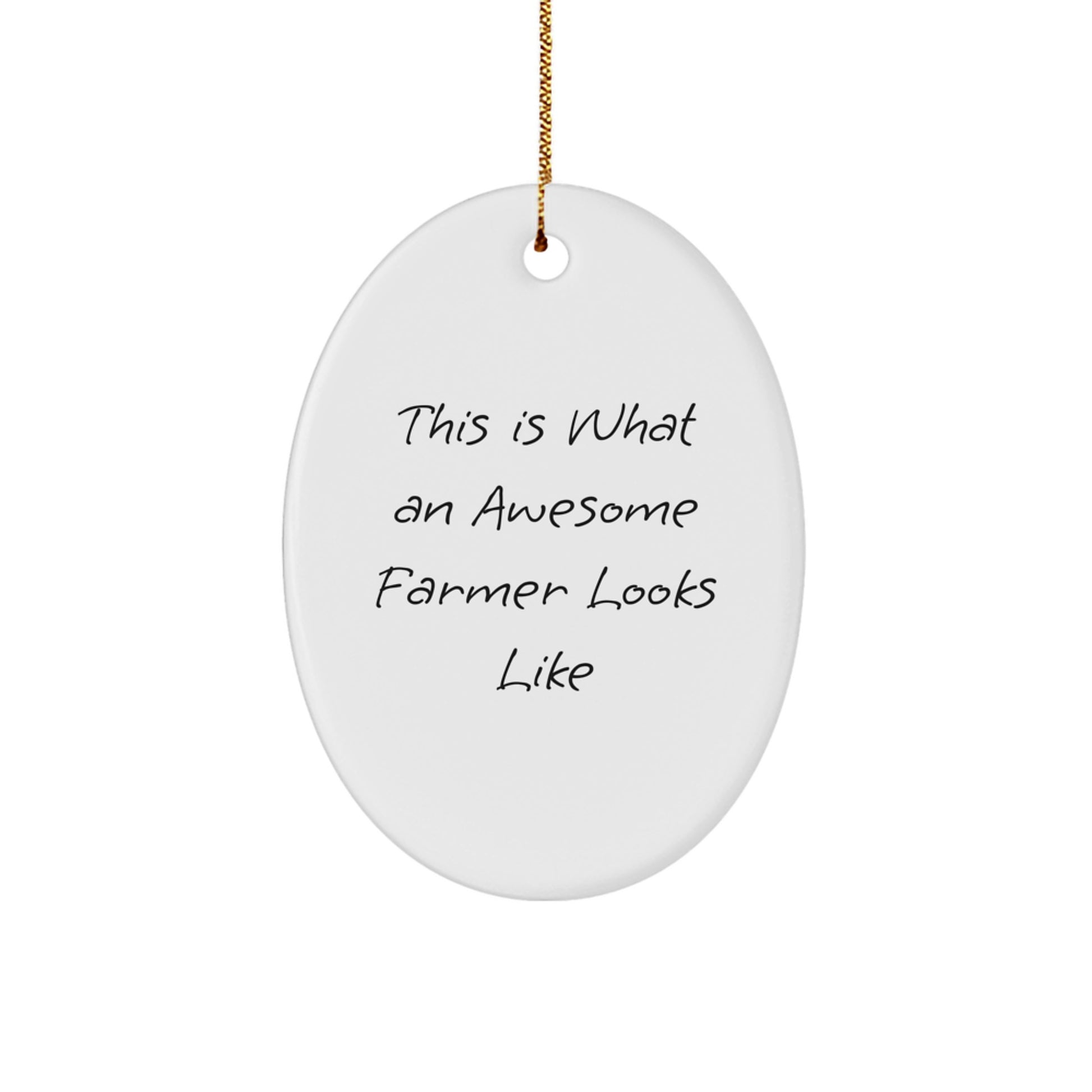 Funny Farmer Gifts for Men - Oval Ornament This Is 'What An Awesome Farmer Looks Like' - Christmas Unique Gifts from Family to Farmer - Image 1