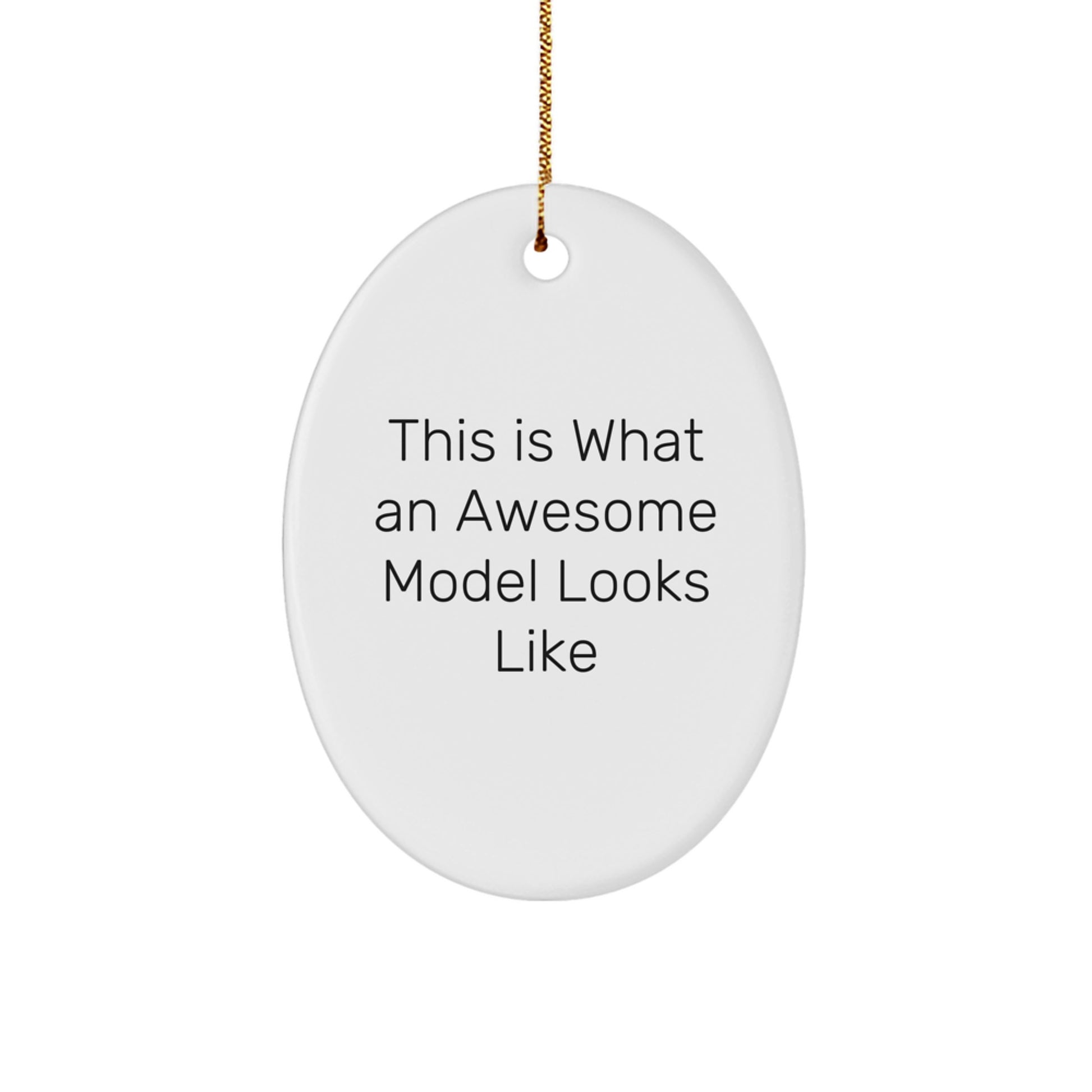 Funny Model Gifts for Him, Model Oval Ornament with 'This Is What An Awesome Model Looks Like' Quote, Christmas Unique Gifts from Friends to Family - Image 1