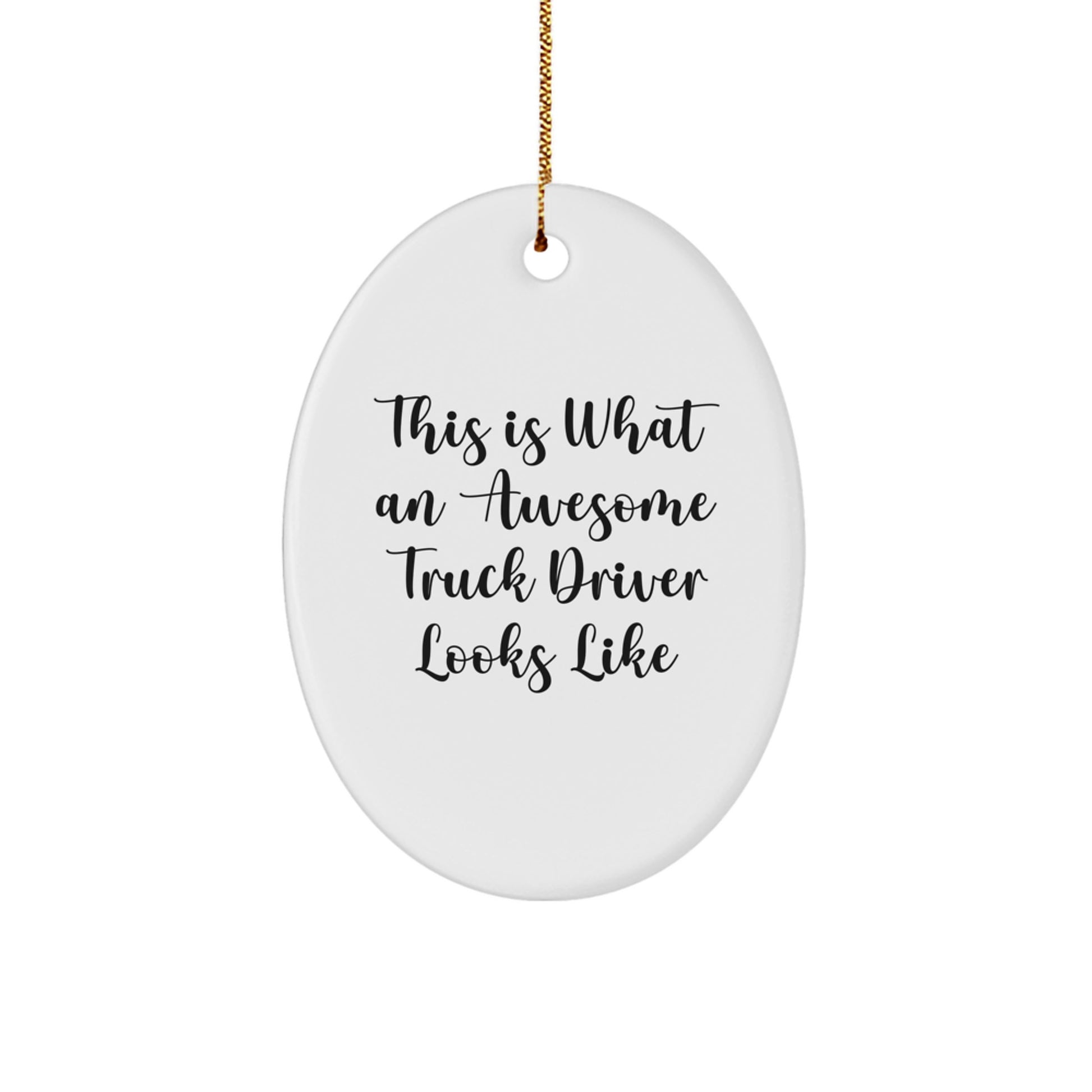 Funny Truck Driver Oval Ornament Gifts from Friends for Husband Christmas Unique - Image 1