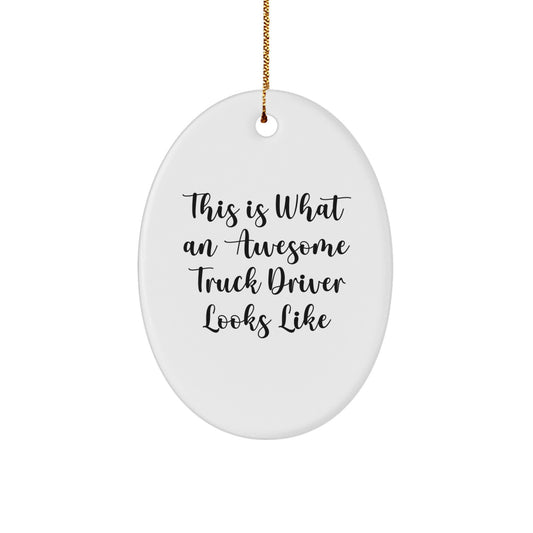 Funny Truck Driver Oval Ornament Gifts from Friends for Husband Christmas Unique - Image 1