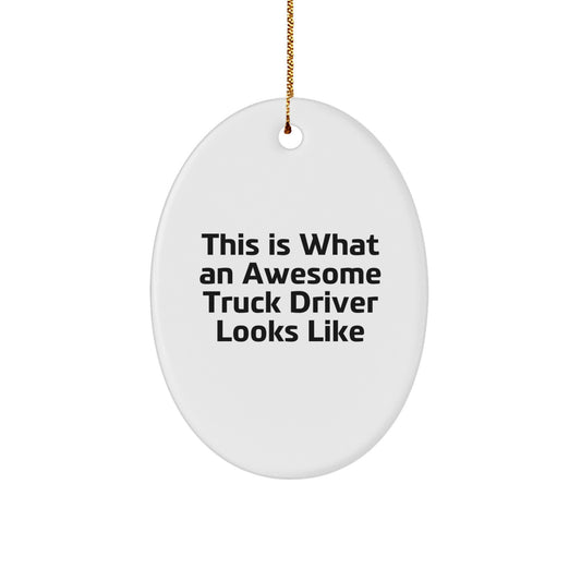 Funny Truck Driver Gifts for Men - Oval Ornament with This Is What An Awesome Truck Driver Looks Like Christmas Unique Gifts from Family Friends - Image 1