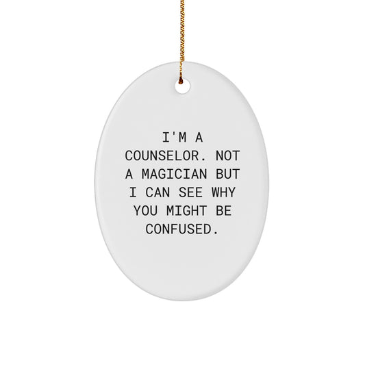 Funny Counselor Gifts for Men Women Friends Coworkers Family - Oval Ornament Christmas Unique Presents from Friends to Counselors - Image 1