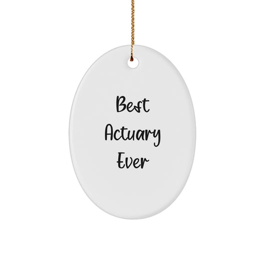 Funny Actuary Gifts for Him - Oval Ornament with 'Best Actuary Ever' Quote, Christmas Unique Gifts from Friends, Coworkers, Family - Image 1