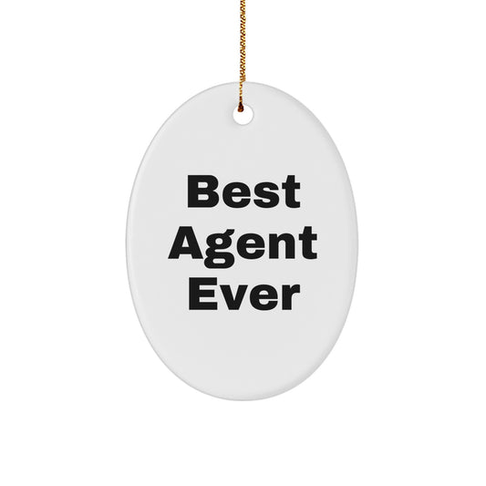 Funny Agent Gifts from Friends - Best Agent Ever Oval Ornament, Agent Christmas Unique Decorations, Oval Shaped MDF Agent Decor, Agent Agent Gifts for Agent - Image 1