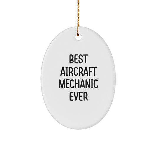 Funny Aircraft Mechanic Gifts, Oval Ornament, Best Ever Quote for Aircraft Mechanic Friend or Family Member, Christmas Unique Ornament - Image 1