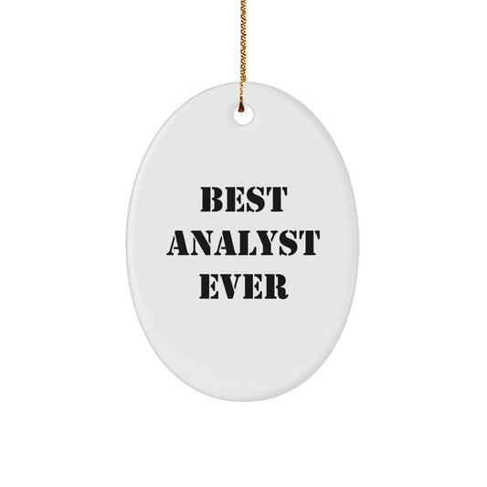 Funny Analyst Gifts from Friends to Colleagues - Best Analyst Ever Oval Ornament for Christmas Unique Gifts - Image 1