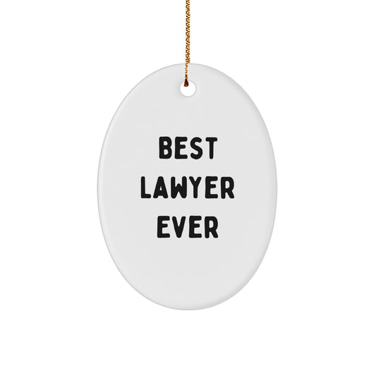 Funny Lawyer Gifts for Men Best Lawyer Ever Oval Ornament Christmas Unique Decorations from Friends - Image 1