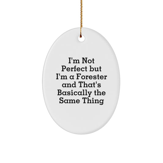 Unique Forester Gifts from Men to Forester Friends, Christmas Unique Gifts, Oval Ornament Funny Quote - Image 1