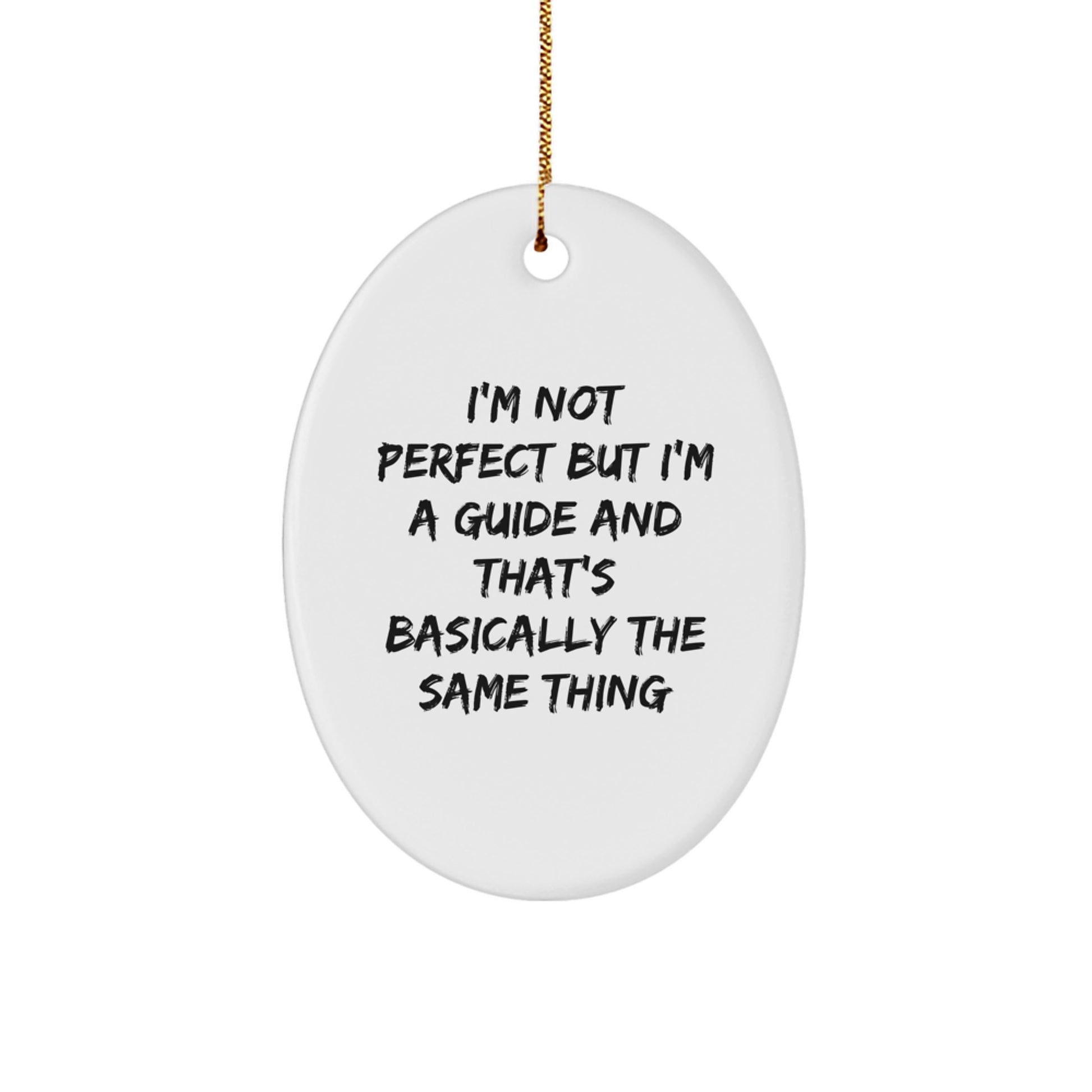 Funny Guide Gifts for Men, Women, Friends, and Family - Oval Ornament - I'm Not Perfect But I'm A Guide - Christmas Decorations from the Heart - Image 1