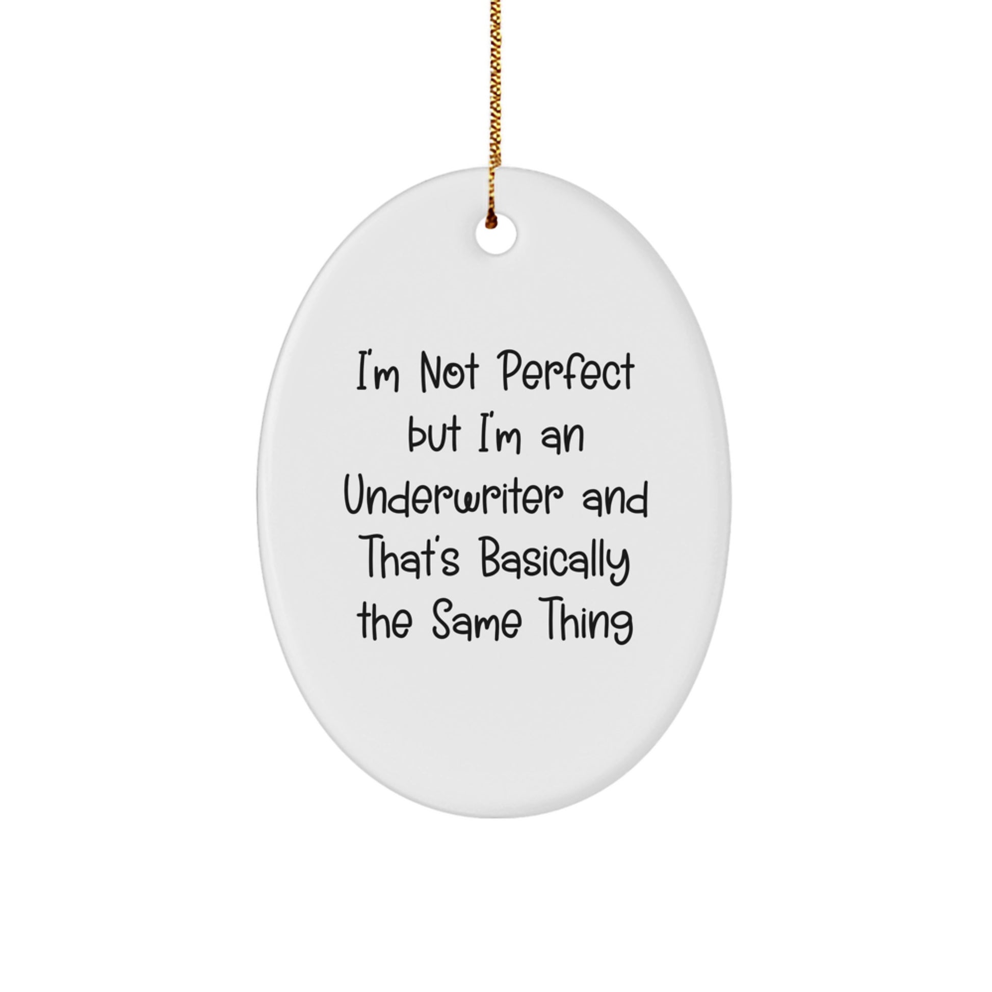 Funniest Underwriter Gifts for Christmas - Oval Ornament for Friends, Family, Coworkers - Image 1