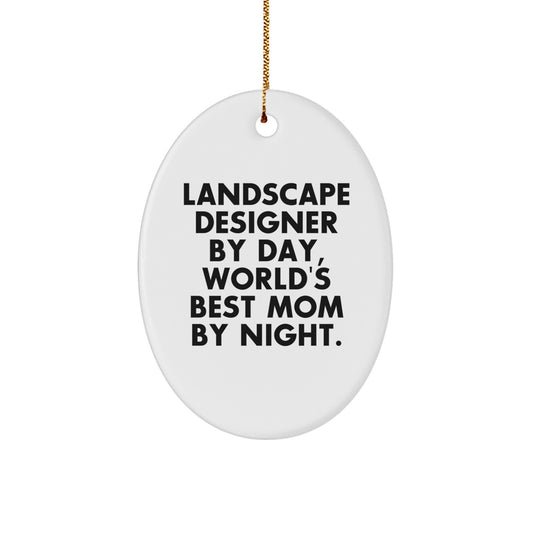 Funny Landscape Designer Gifts from Friends, Christmas Unique Oval Ornament for Women, Mom By Night - Image 1