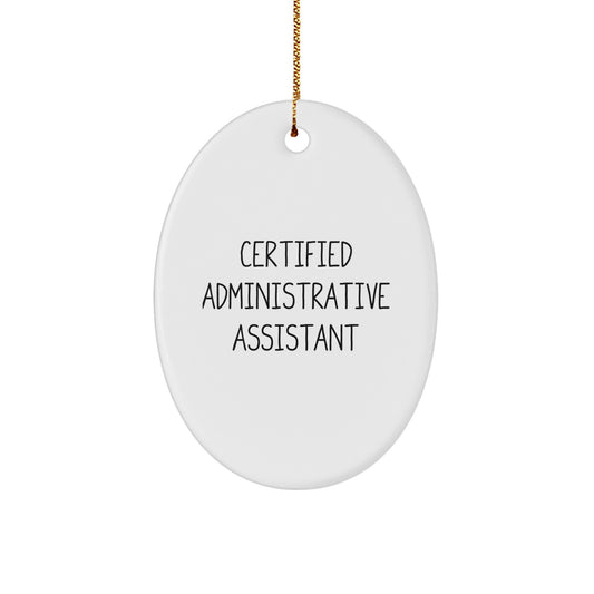 Certified Administrative Assistant Gifts for Women from Coworkers Christmas Unique Oval Ornament 'I'm the Office Hero' - Funny Oval Shaped Gift for Administrative Assistants - Image 1