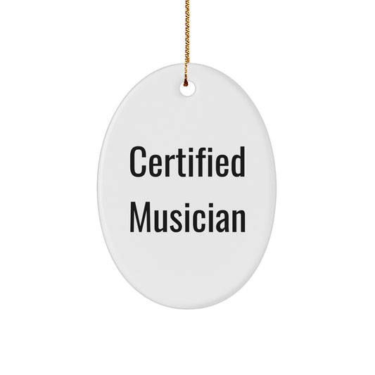 Funny Musician Oval Ornament Gifts from Friends - Certified Musician Quote - Unique Christmas Unique Gifts for Musician - Image 1