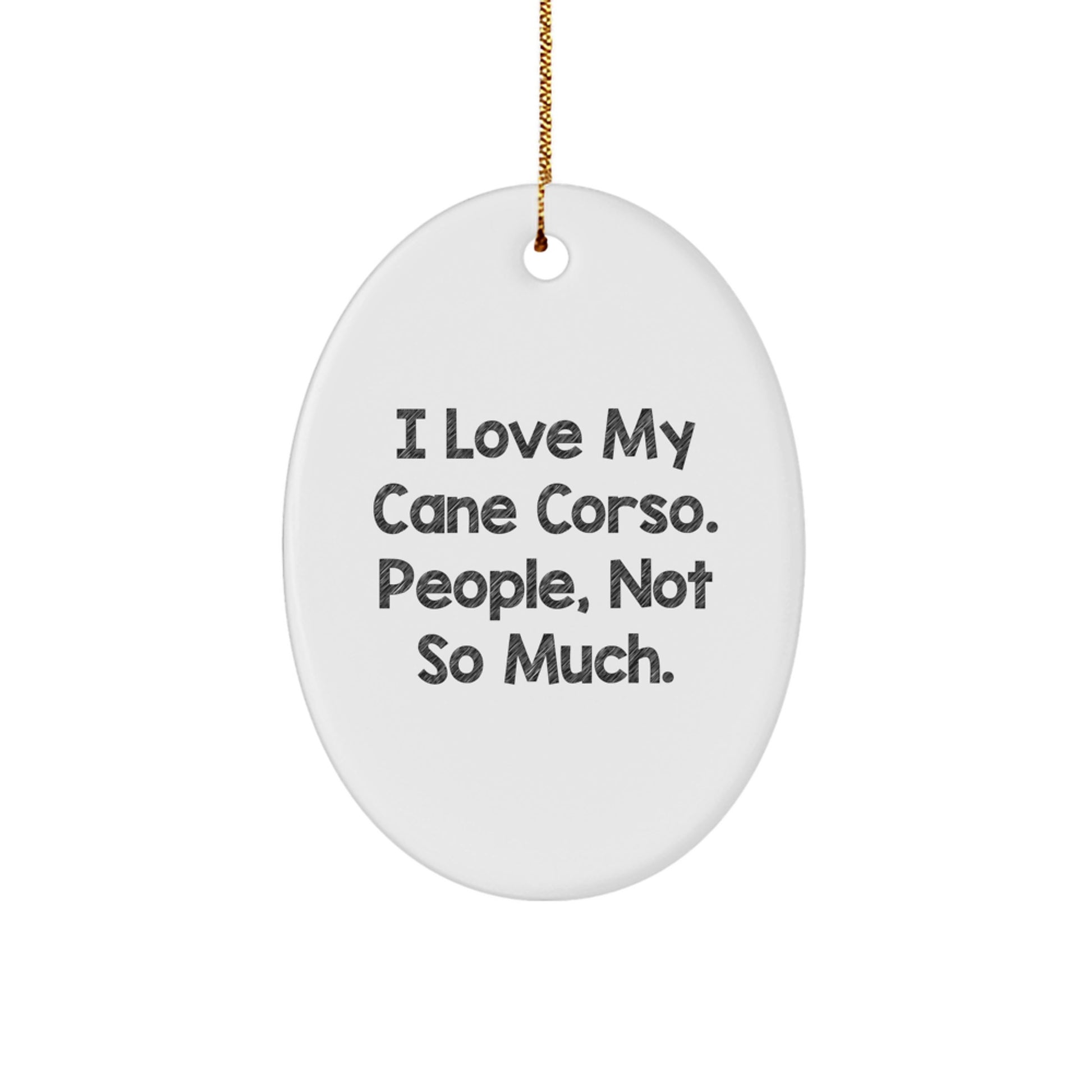 Funny Cane Corso Dog Lover Gifts from Men to Friends for Christmas Unique Decorations Oval Ornament I Love My Cane Corso People Not So Much - Image 1