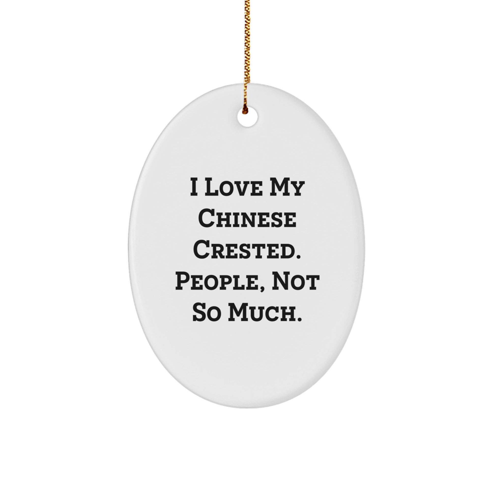 Chinese Crested Dog Lover Oval Ornament Gifts from Friends and Family - Funny Dog Quote Christmas Ornament - Image 1