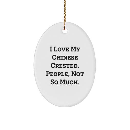 Chinese Crested Dog Lover Oval Ornament Gifts from Friends and Family - Funny Dog Quote Christmas Ornament - Image 1
