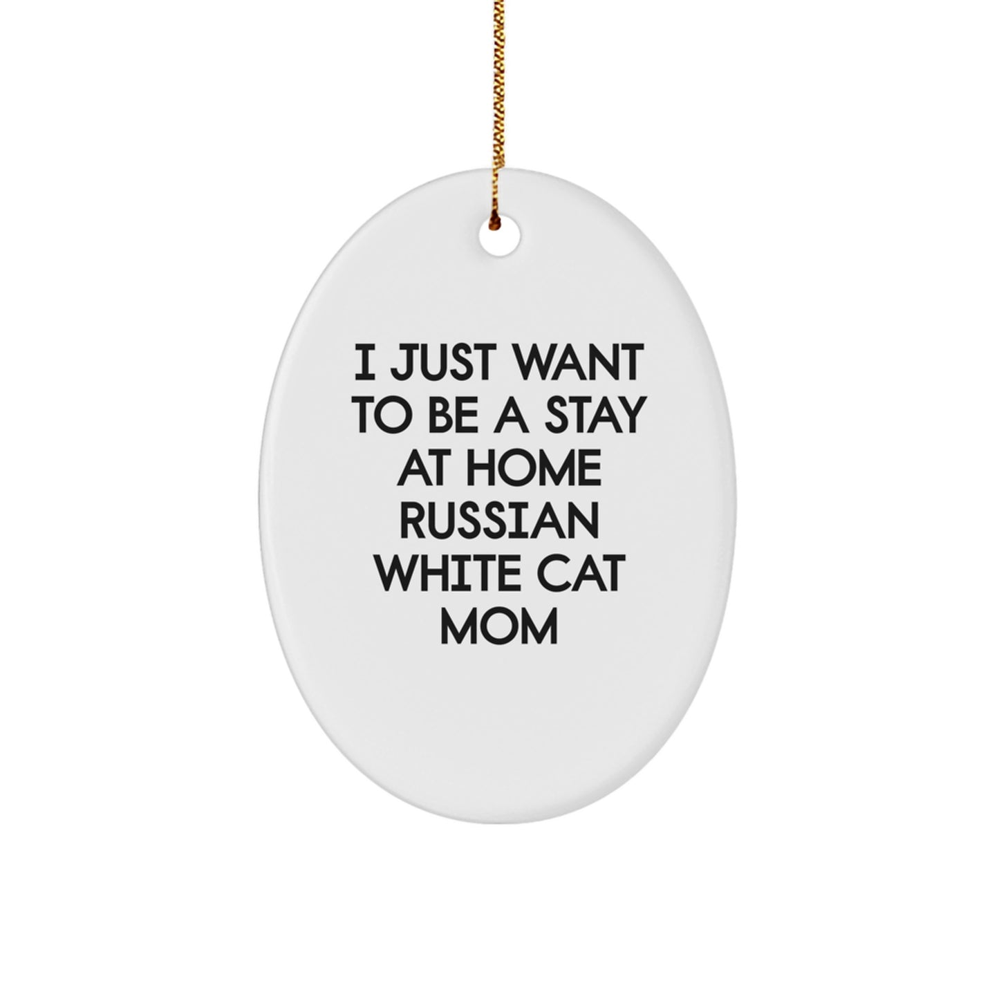 Russian White Cat Mom Christmas Oval Ornament, Funny Quote Gifts for Cat Lovers, Unique Russian White Cat Mom Decorations, Oval Ornament Gifts from Friends and Family - Image 1