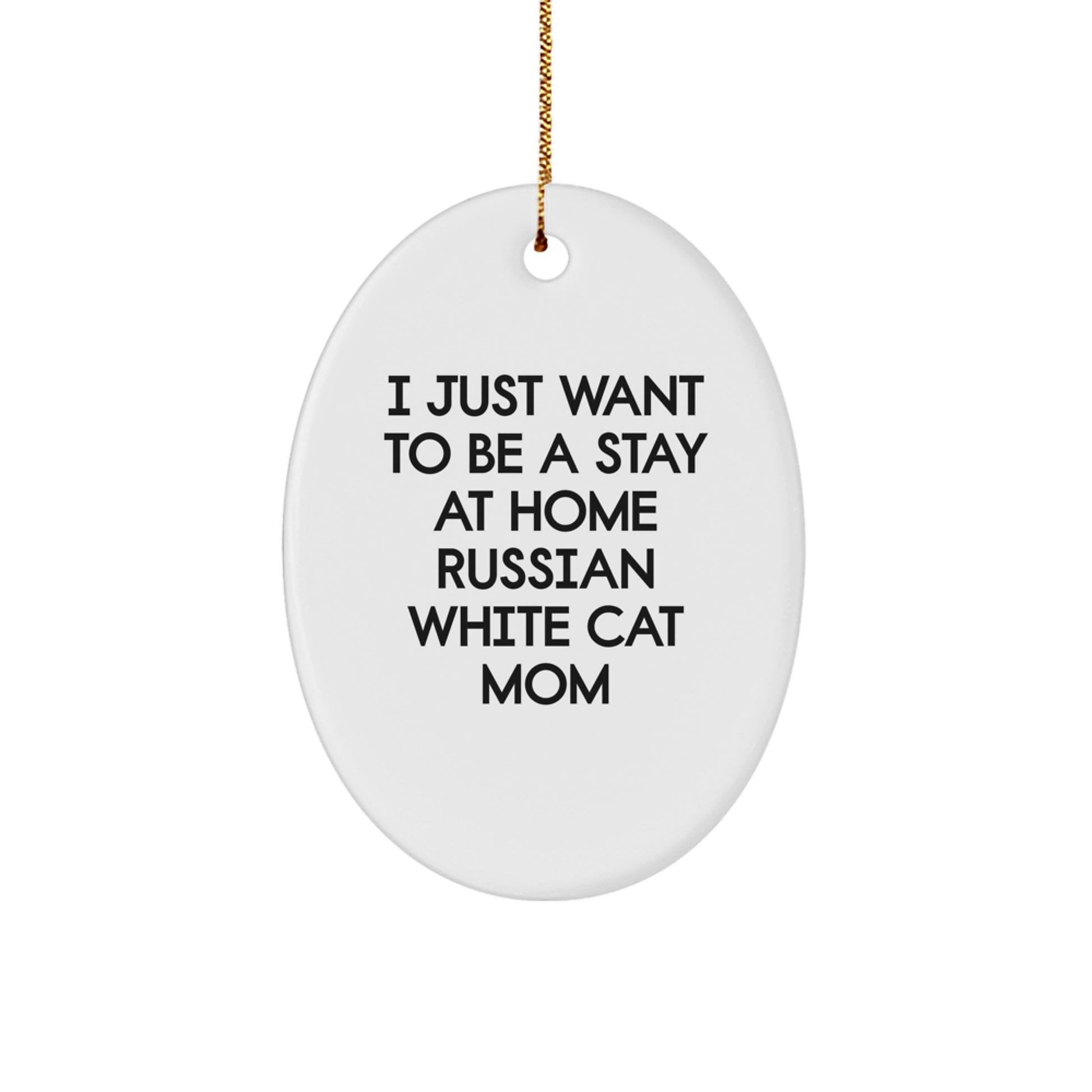 Russian White Cat Mom Christmas Oval Ornament, Funny Quote Gifts for Cat Lovers, Unique Russian White Cat Mom Decorations, Oval Ornament Gifts from Friends and Family - Image 1