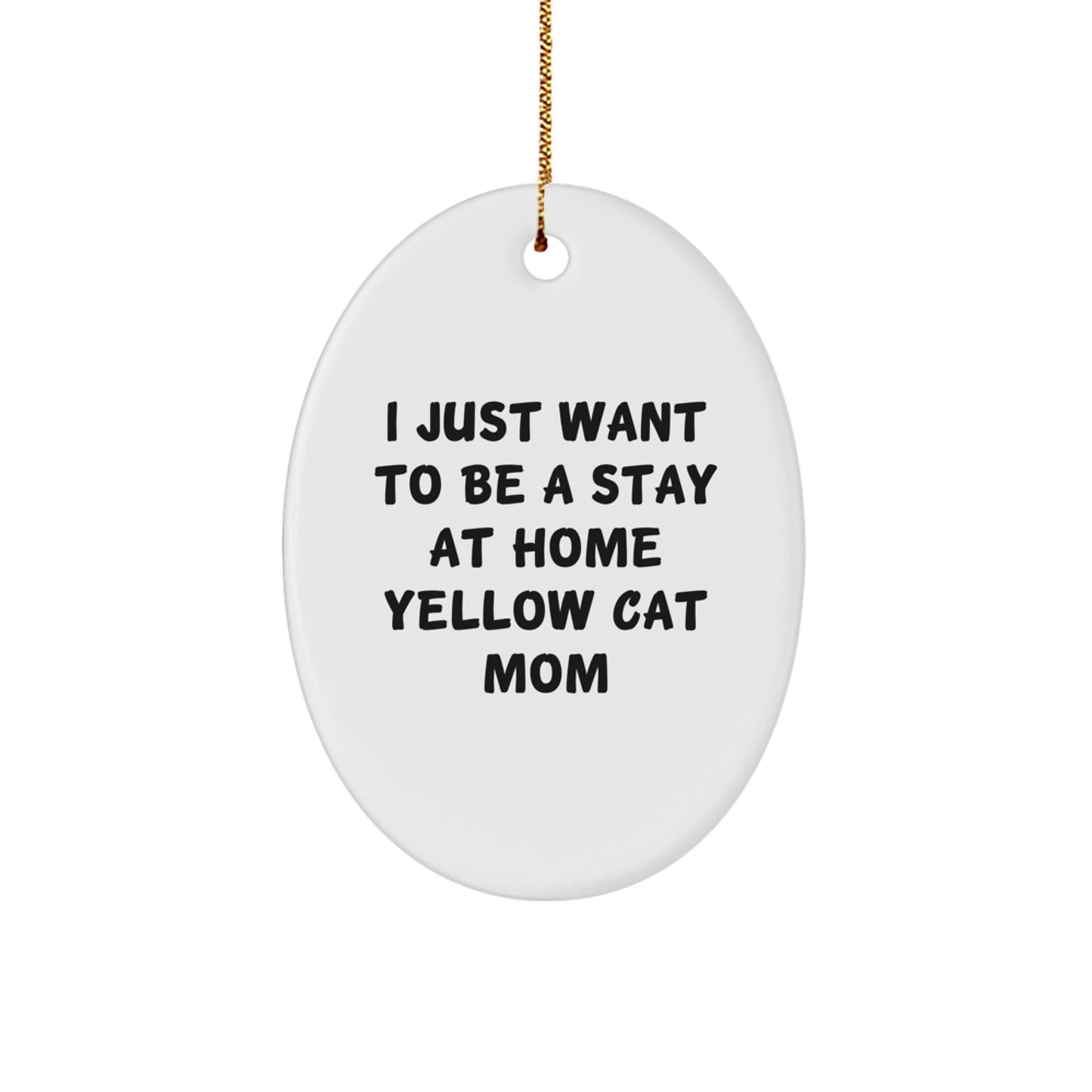 Yellow Cat Mom Funny Oval Ornament Gifts from Friends for Christmas - Image 1