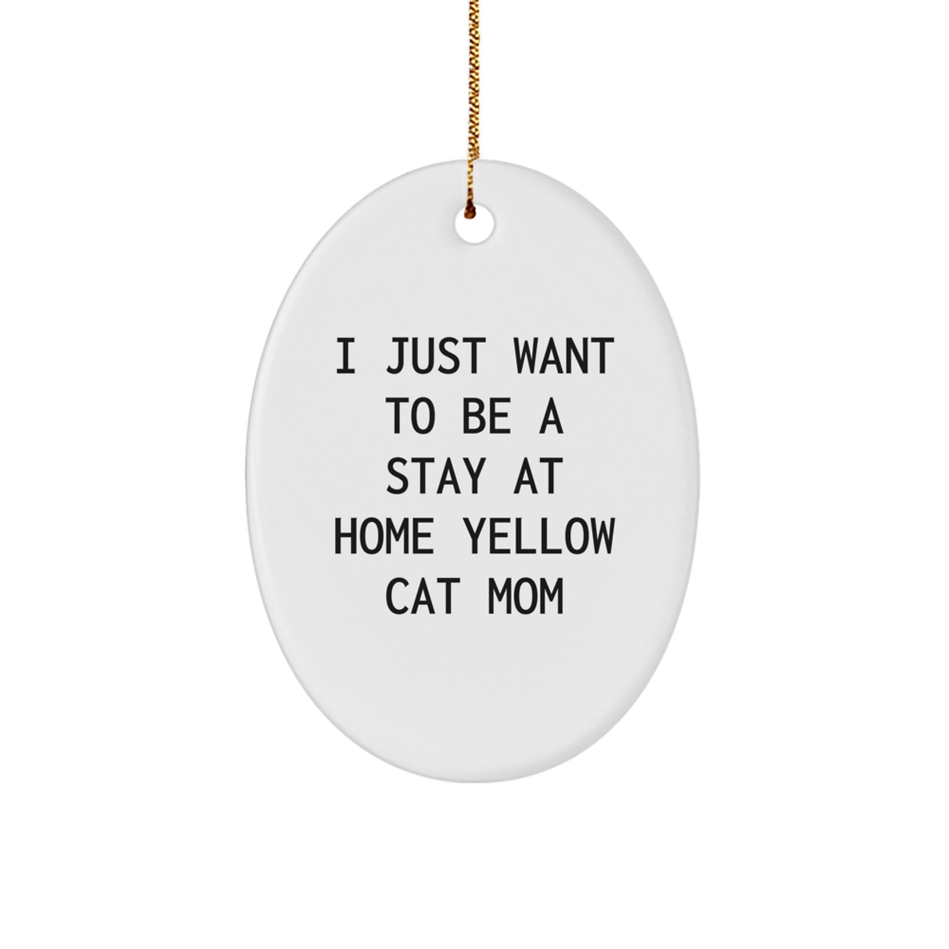 Yellow Cat Mom Oval Ornament Gifts from Men to Women Friends Coworkers Family - Funny Christmas Decor - Image 1