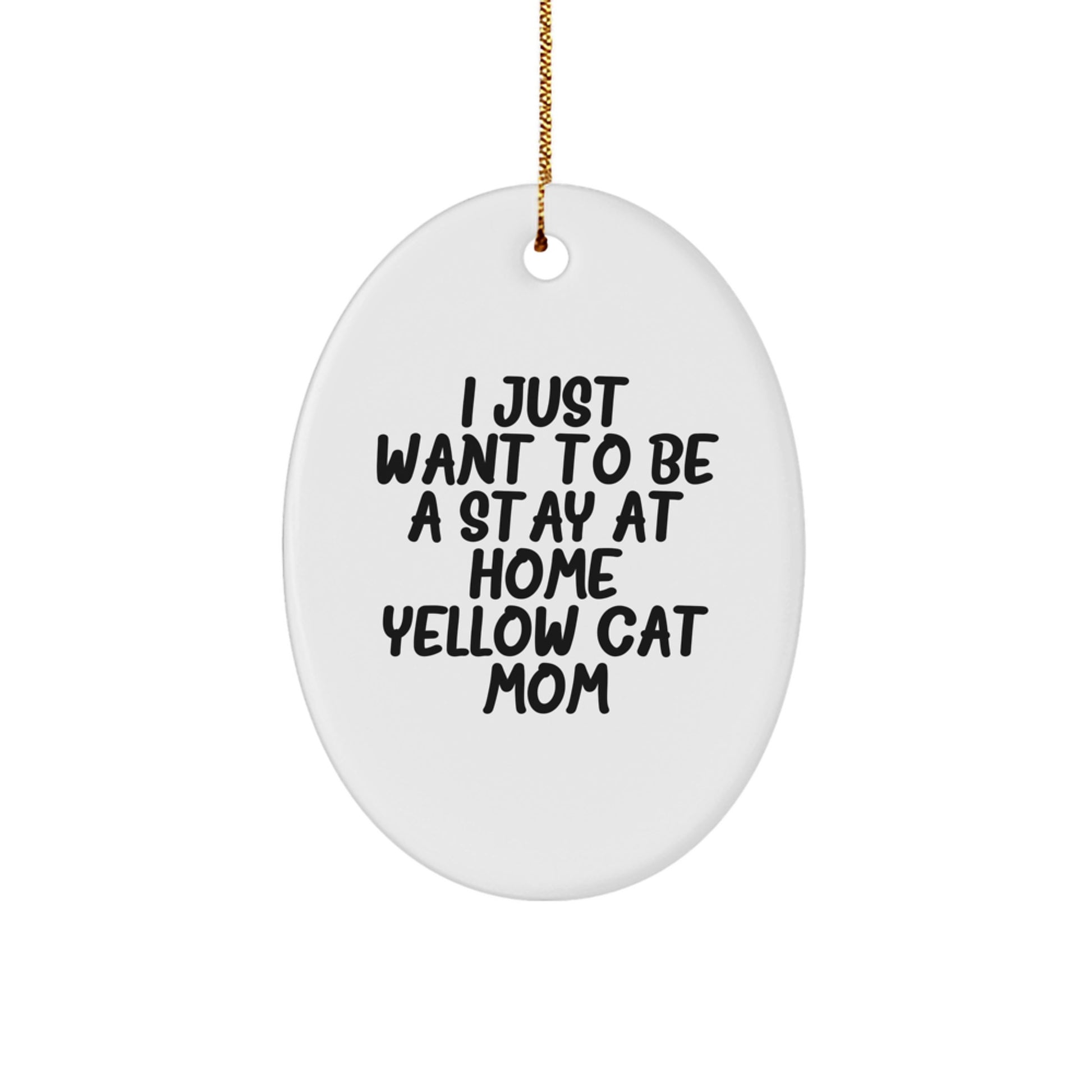Funny Yellow Cat Mom Oval Ornament Gifts for Yellow Cat Ladies from Friends, Yellow Cat Oval Shaped Decorations for Christmas Unique Gifts - Image 1
