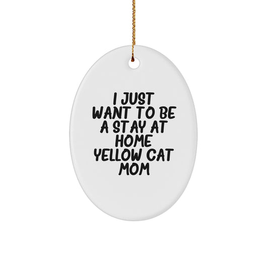 Funny Yellow Cat Mom Oval Ornament Gifts for Yellow Cat Ladies from Friends, Yellow Cat Oval Shaped Decorations for Christmas Unique Gifts - Image 1