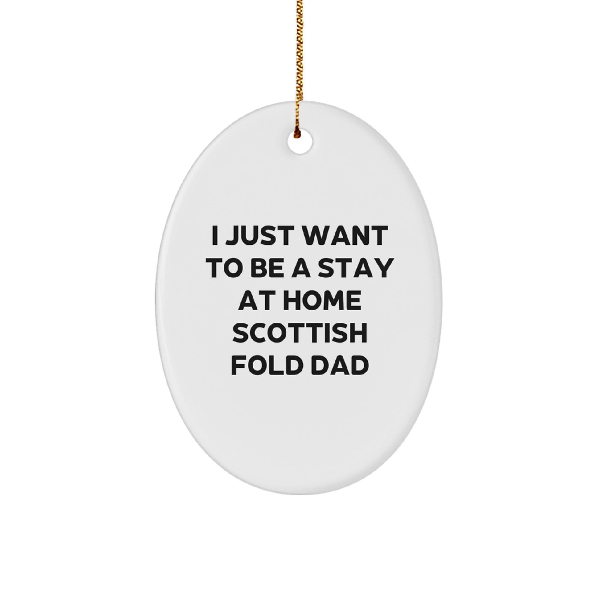 Funny Scottish Fold Cat Dad Gifts from Men to Friends for Christmas Unique Oval Ornament - Image 1