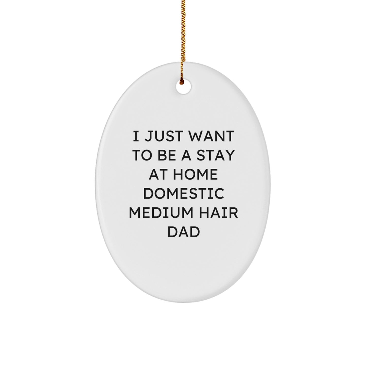 Funny Domestic Medium Hair Dad Gifts Oval Ornament for Christmas Unique Presents from Friends Family Men - Image 1