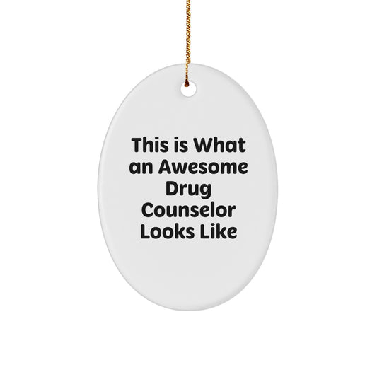 Funny Drug Counselor Oval Ornament Gifts from Family, Christmas Unique Gifts for Drug Counselor, Men, Women, Friends, Coworkers - Image 1