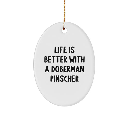 Funny Doberman Pinscher Dog Oval Ornament Gifts from Family, Friends, and Loved Ones for Christmas Unique Presents - Image 1