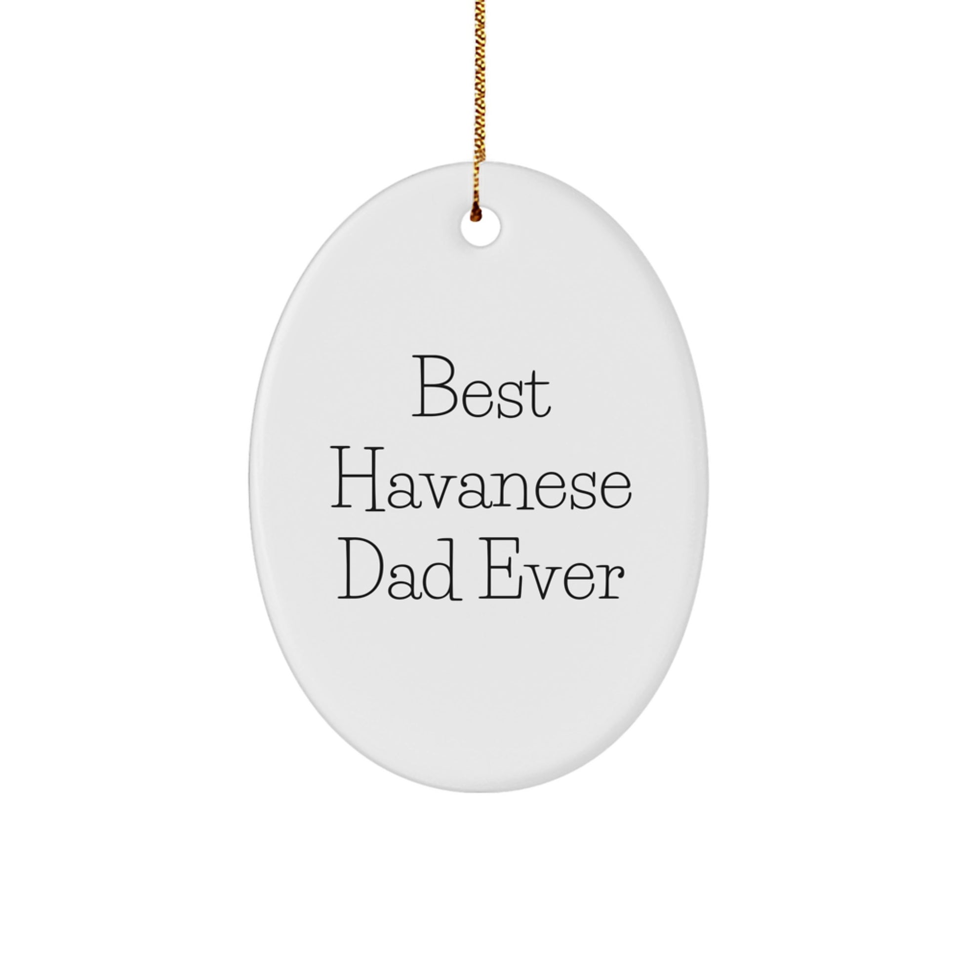 Havanese Dog Oval Ornament Best Dad Ever Funny Christmas Unique Gift for Him - Image 1