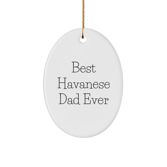 Havanese Dog Oval Ornament Best Dad Ever Funny Christmas Unique Gift for Him - Image 1