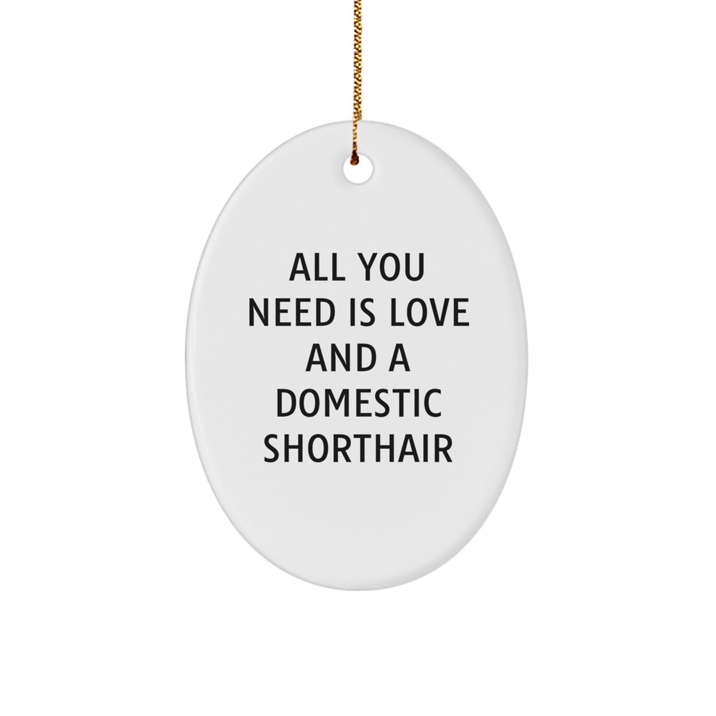 Funny Domestic Shorthair Cat Oval Ornament Gifts from Friends for Domestic Shorthair Cat Owners, Christmas Unique Ornament - Image 1