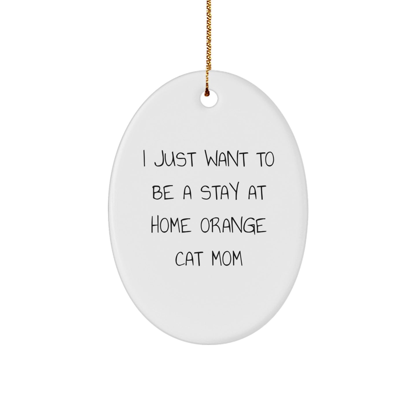Orange Cat Christmas Oval Ornament, Funny Gift for Orange Cat Mom, Gifts from Friends to Family - Image 1