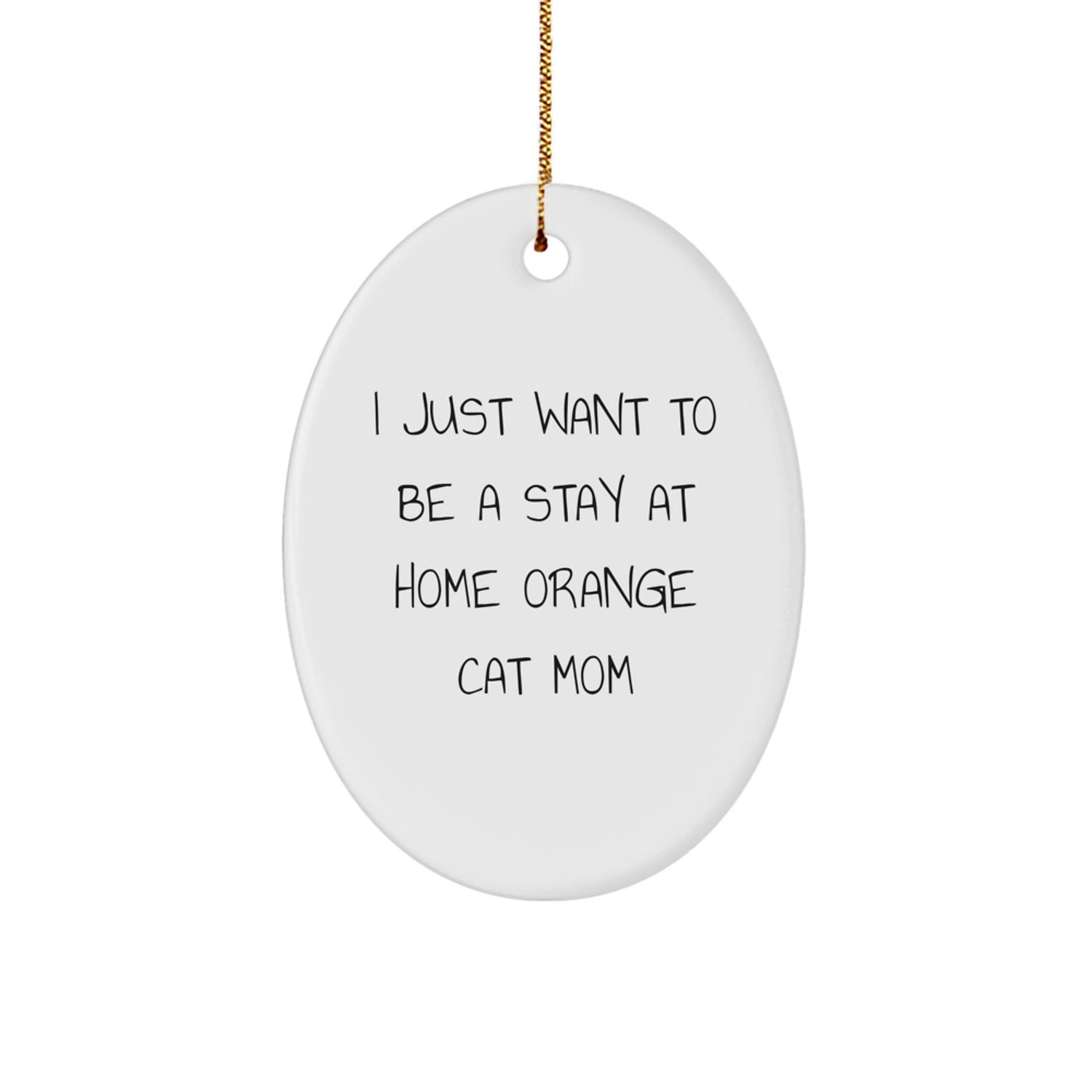 Orange Cat Christmas Oval Ornament, Funny Gift for Orange Cat Mom, Gifts from Friends to Family - Image 1