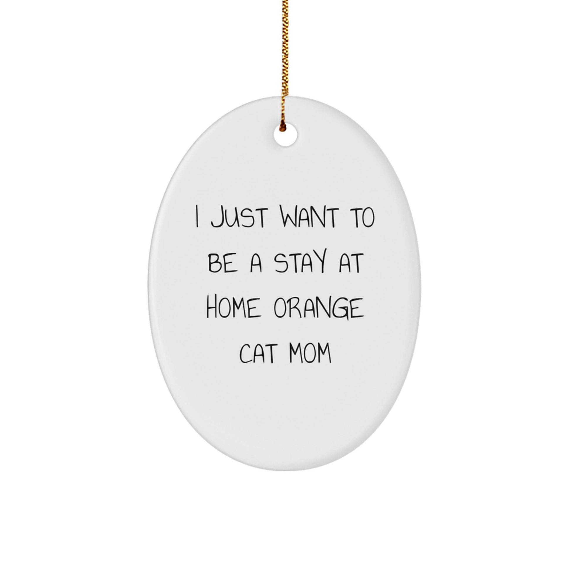Orange Cat Christmas Oval Ornament, Funny Gift for Orange Cat Mom, Gifts from Friends to Family - Image 1