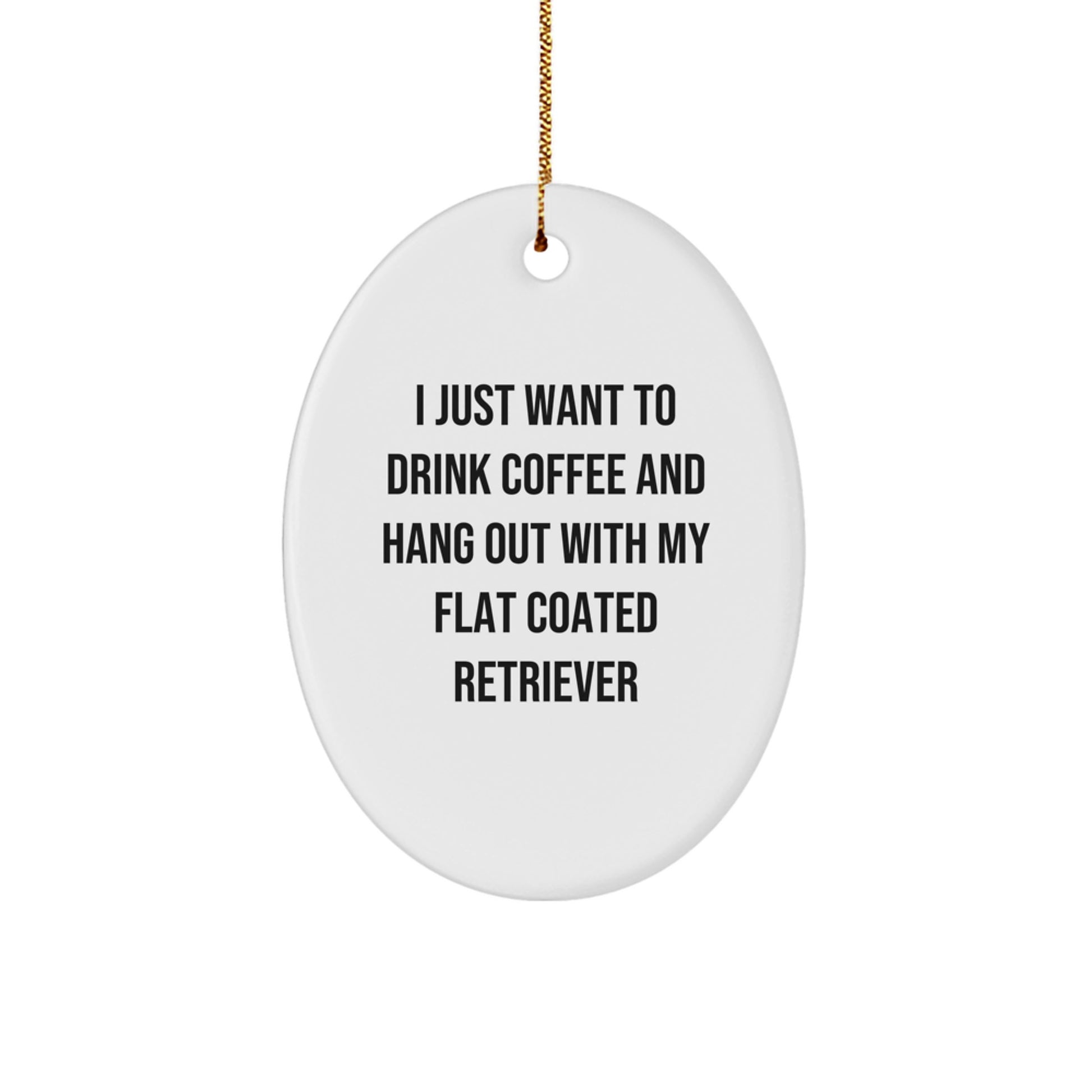 Funny Flat Coated Retriever Dog Gifts from Friends, Oval Ornament for Her, Him, or Family, Christmas Unique Present - Image 1