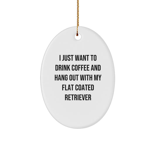 Funny Flat Coated Retriever Dog Gifts from Friends, Oval Ornament for Her, Him, or Family, Christmas Unique Present - Image 1