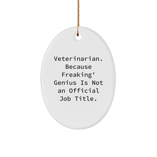 Funny Veterinarian Gifts from Friends, Oval Ornament for Veterinarian, Unique Christmas Unique Gifts for Men, White Oval Shape - Image 1