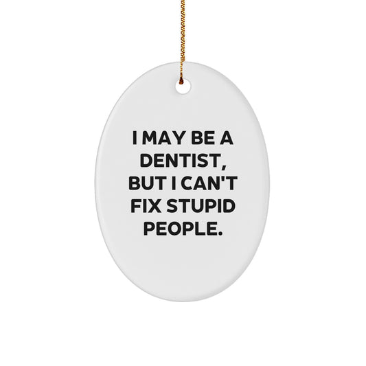 Funny Dentist Christmas Oval Ornament - Gifts for Dentists from Friends and Family - Image 1